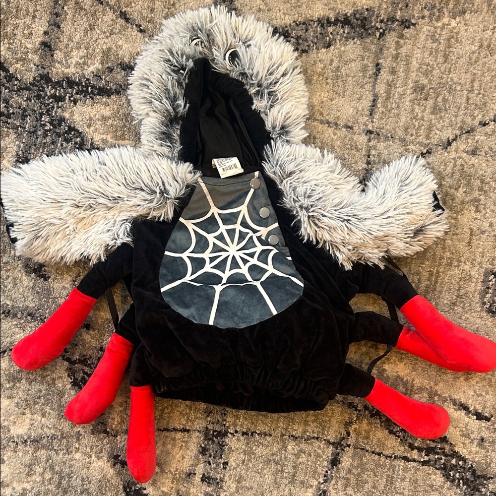 Spider Costume with Red Legs and Gray Fur